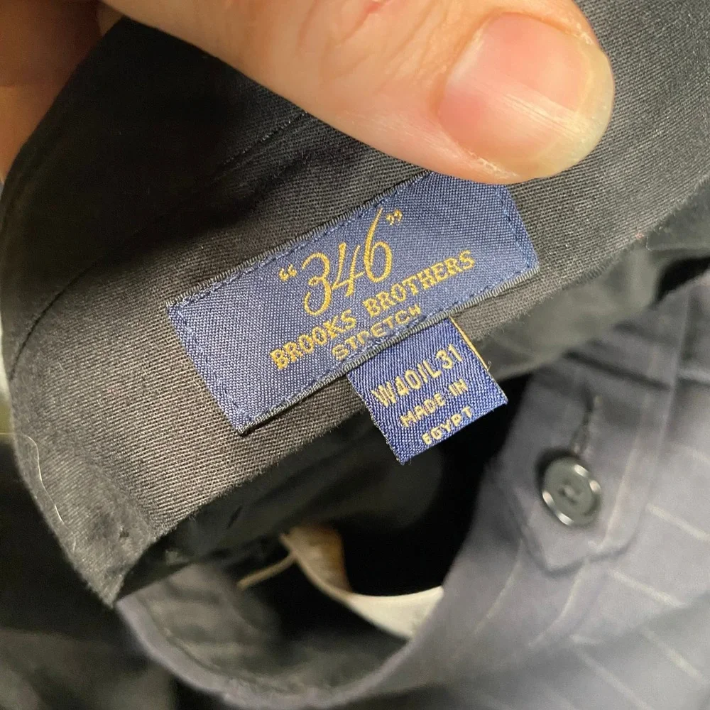 Brooks Brothers 346 Mens Pinstripe Pleated Cuffed Wool Stretch Dress Pants 40x31